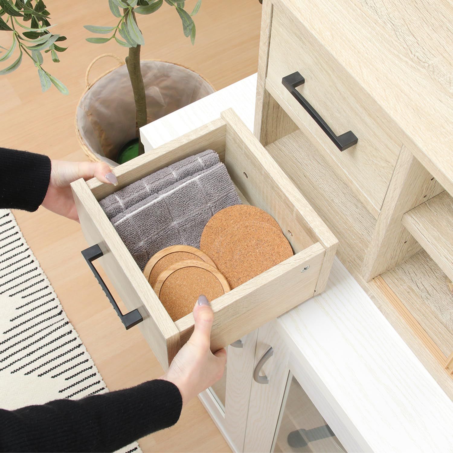 大特価 不二貿易 カウンター上収納ラック 幅80×奥行22×高さ29cm オーク  