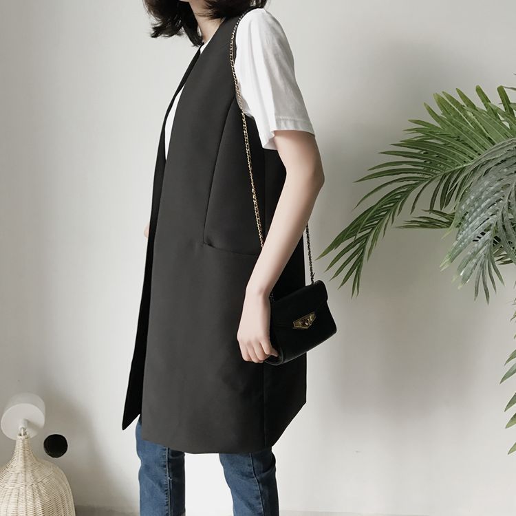 CAMILLA AND MARC ロングジレ ベスト ジャケット 黒 S 時間指定不可】 MARC AND CAMILLA ロングジレ S 黒 ジャケット