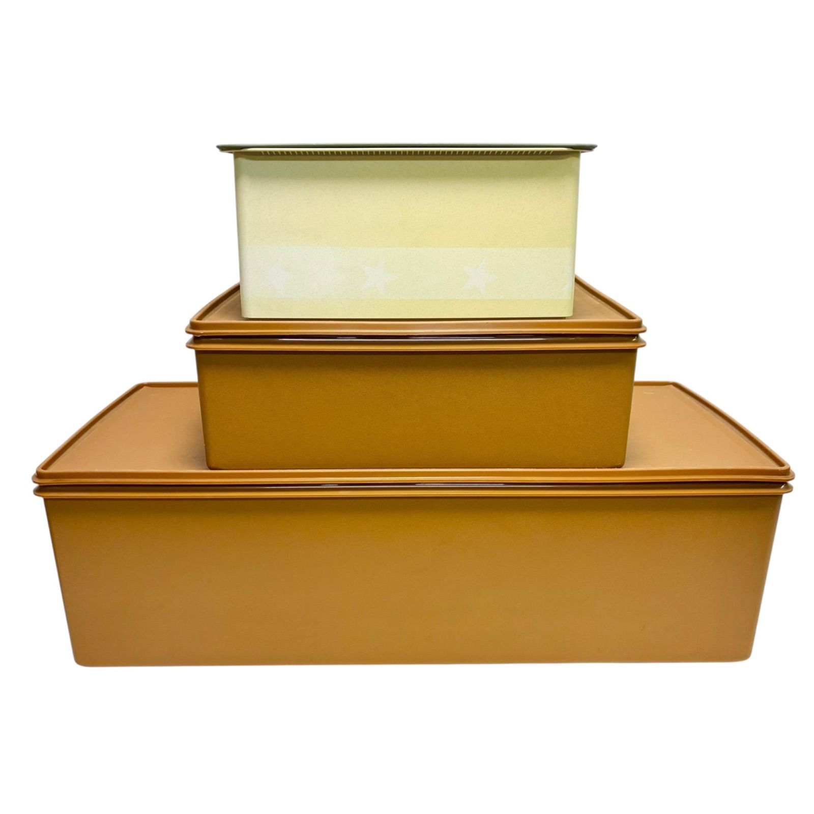 タッパーウェア ブラウン プラスチック 衣装ケース 4個セット