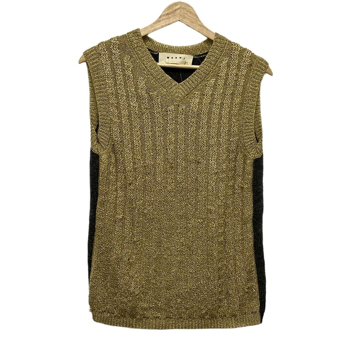 MARNI マルニ ベスト サイズ38 S レディース - ゴールド×ダークグレー ニット|ラメ|2010AW