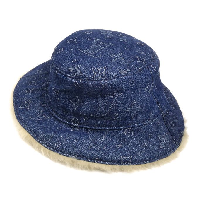 LOUIS VUITTON ルイ ヴィトン ボネ シアリング デニム ハット ブルー M77127 AL1221 L レディース