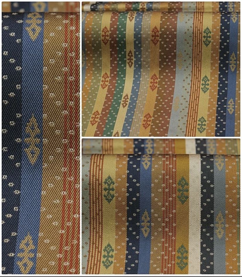 龍村 帯 九寸名古屋帯 正絹 織物 全通 茶系 縞 開き仕立て 老舗 京都西陣