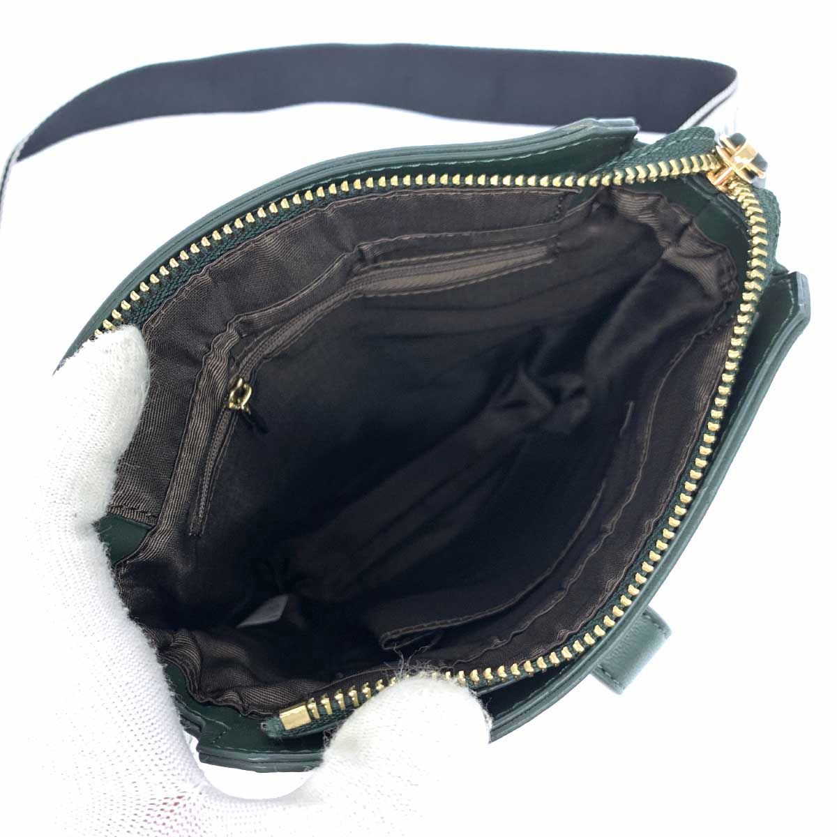 美品 LA BAGAGERIE ラバガジェリー ショルダーバッグ グリーン シープ 