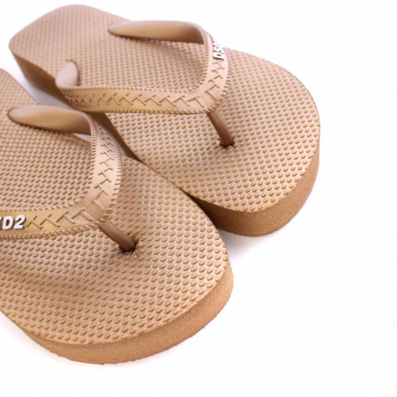 ディースクエアード DSQUARED2 BE ICON FLIP FLOPS ビーチサンダル トング フラット ラバー 37 23.5cm 茶  メタリックブラウン S83FF0018 /KH ■GY29