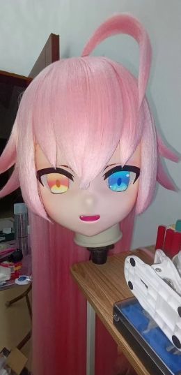 全頭マスク カツラ付き ロック付き NO.257 フルマスク ドール ヘッドロリータ人形 コスプレ 変身 仮装 着ぐるみ 二次元