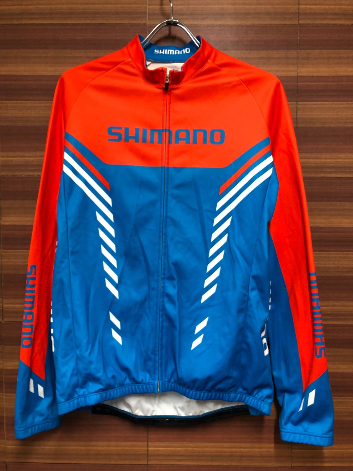 HY960 シマノ SHIMANO 長袖 サイクルジャージ 裏起毛 XXL 青 オレンジ