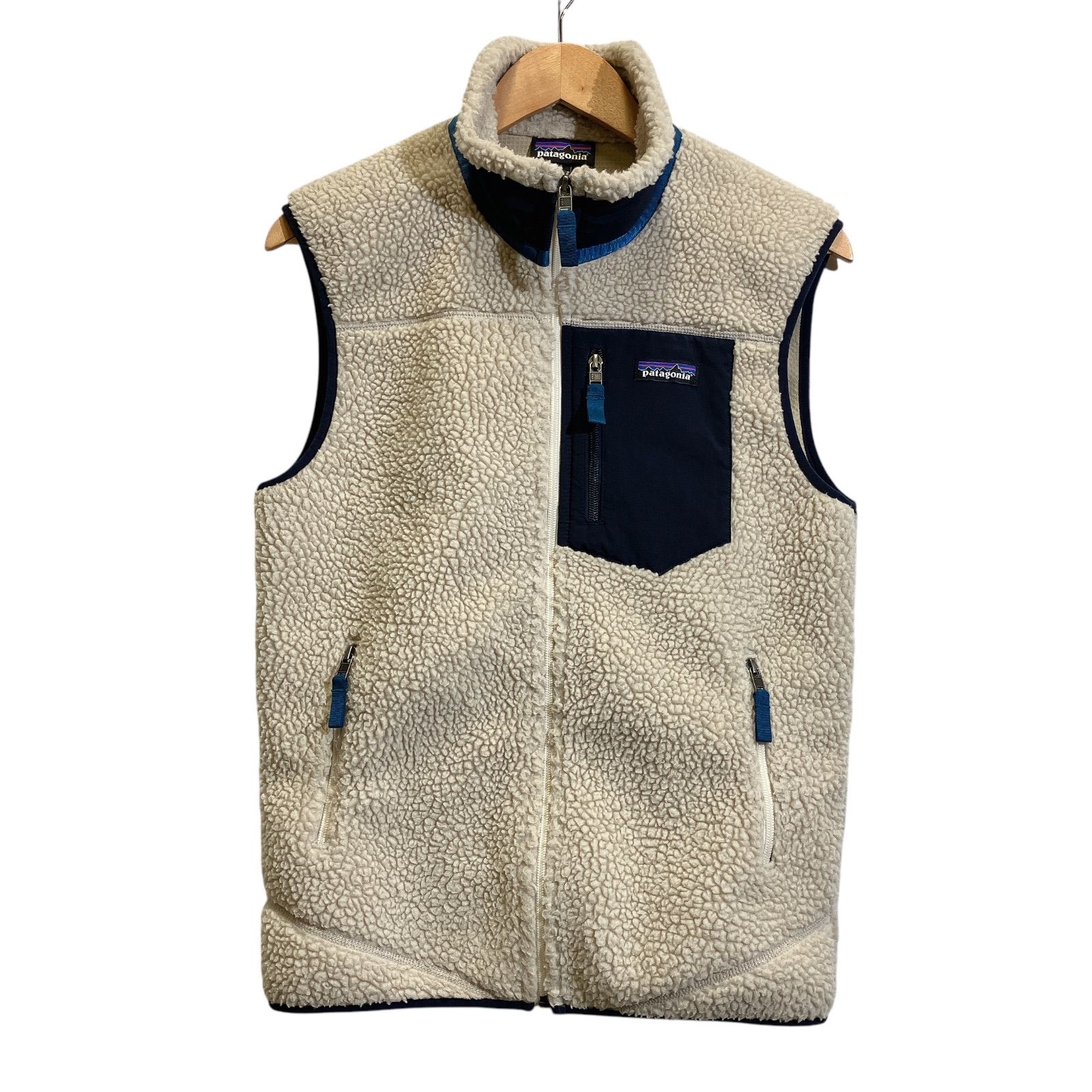 patagonia パタゴニア  ボアベスト アイボリー ネイビー トップス メンズ Sサイズ