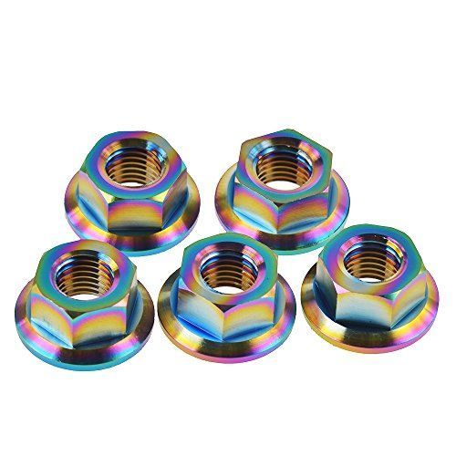 虹_M10x1.25mm Dingtai チタニウムのフランジのナット ボルトねじ締める物 M5 M6 M8 M10 M12 M14 M16 5 のパック (M10x1.25mm， 虹色)