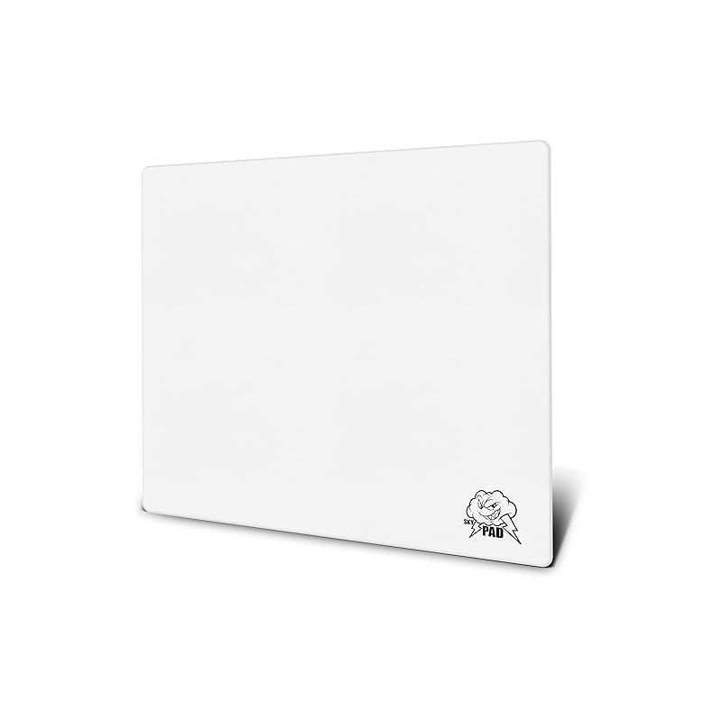 SkyPAD Glass 3.0 XL ゲーミング マウスパッド クラウド ロゴ付き |プロフェッショナル大型マウスマット | 400 x 500 mm | ホワイト |精度と速度が向上した特殊なガラス表面