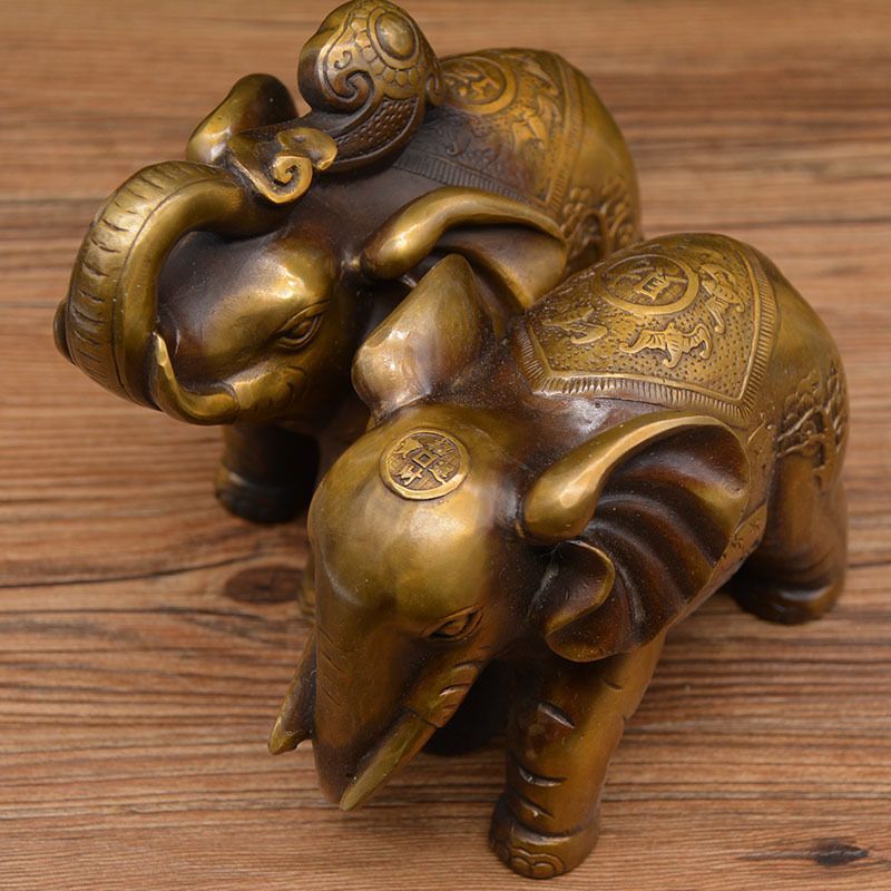 象 ゾウ 置物 オブジェ 2ペアセット ゴールド 金 黄金 豪華 装飾 富