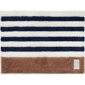 40個セット ふわもこ バスマット|お風呂マット 45×60cm ネイビーボーダー 洗える 防滑加工 〔脱衣所 洗面所〕