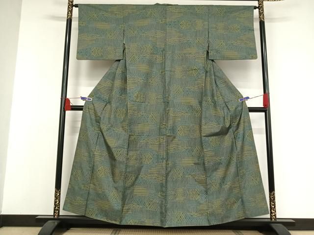 平和屋着物●本場大島紬　一元絣　幾何学文様　正絹　逸品　AABC0105zg 平和屋着物○本場大島紬 一元絣 幾何学文様 正絹 逸品 AAAW4067np