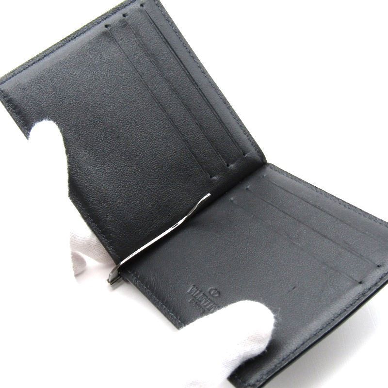  ヴァレンティノガラヴァーニ マネークリップ ロックスタッズ スパイク 二つ折り 札入れ ブラック 黒 マネークリップ 小物