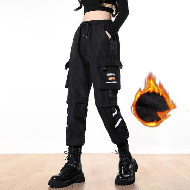 裏起毛 カーゴパンツ レディース ダンス衣装 ミリタリーパンツ ジョガーパンツ 裏ボア 防寒 暖かい テーパードパンツ ロングパンツ ゆったり 大きいサイズ 保温 冷え対策 長ズボン ウエストゴム ス chi4335