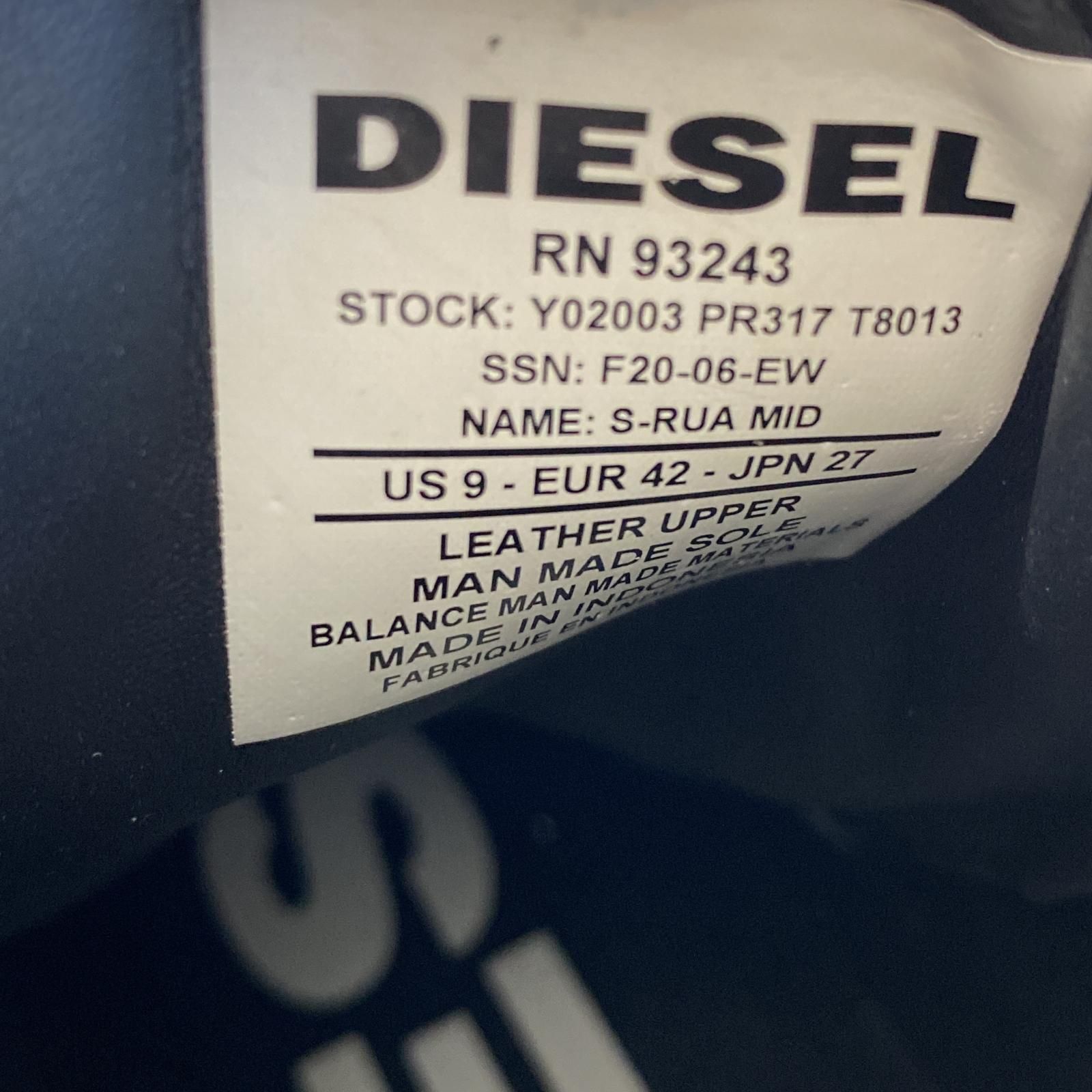 DIESEL ディーゼル S-RUA MIDスニーカー size27cm/ブラック メンズ