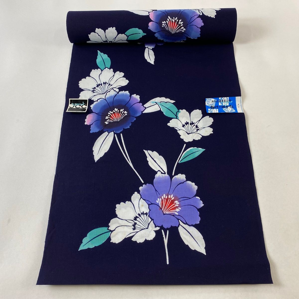 反物 優品 浴衣 草花 濃紺 綿 【】 【公式通販】