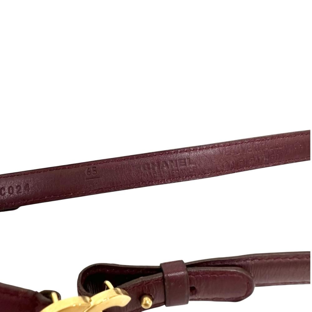 CHANEL/シャネル】ココマーク ベルト GP/レザー ボルドー（ワイン