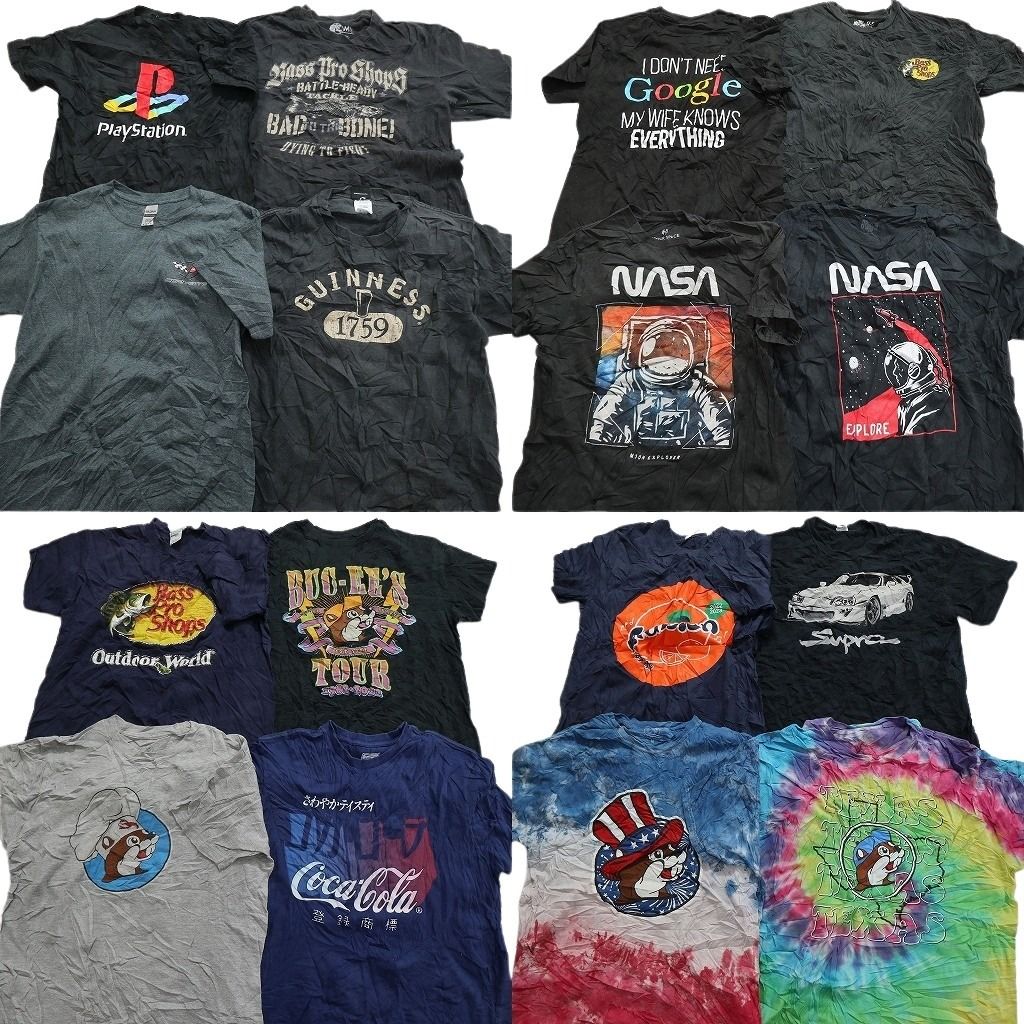 古着卸 まとめ売り 有名企業 半袖Tシャツ 16枚セット (メンズ M ) プレイステーション バッキーズ NASA バスプロ 中古 古着 MZ0304