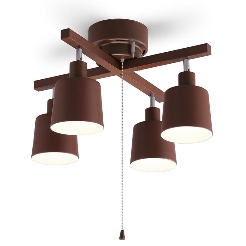 アイリスオーヤマ シーリングライト 4灯 スポットライト クロスタイプ 3段階調光 レトロ調 LED対応 簡単取付 インテリア照明 間接照明 おしゃれ 北欧ブラウン CE4LA-20C-T 1