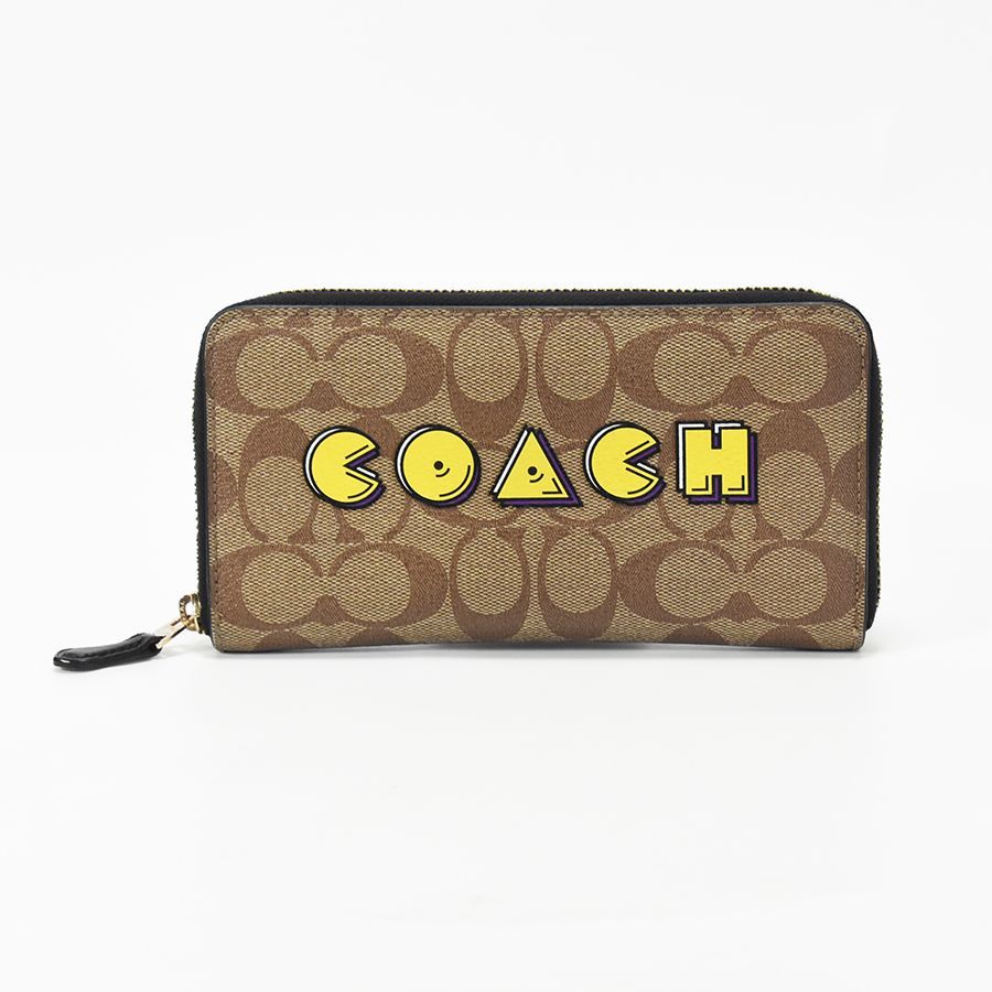 ABランク】COACH コーチ パックマン コラボ ラウンドファスナー 長財布