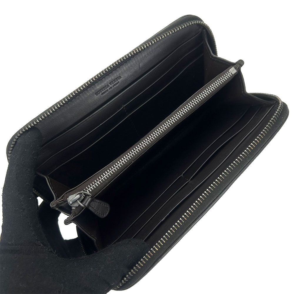 【美品】ボッテガ　イントレチャート　ダークブラウン　長財布　財布　カーフレザー ボッテガヴェネタ 鑑定済 イントレチャート ダークブラウン長