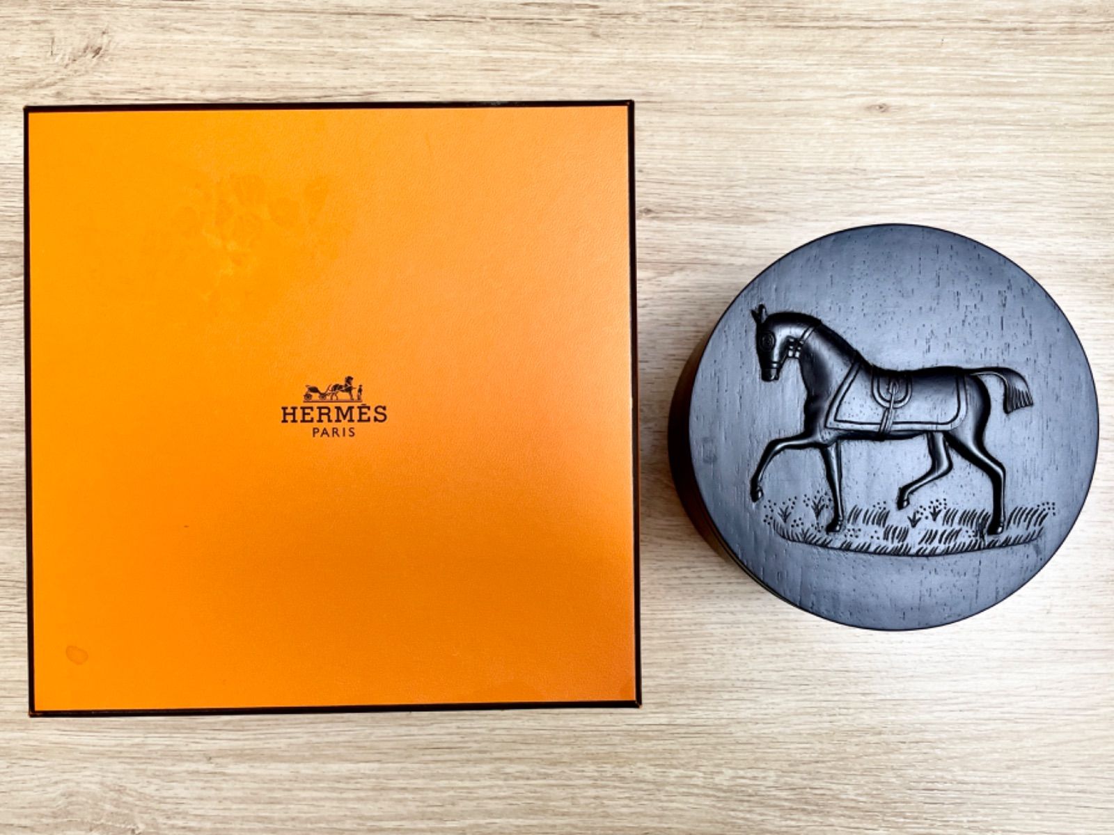 新品 エルメス HERMES ツイリーボックス 小物入れ マホガニーウッド