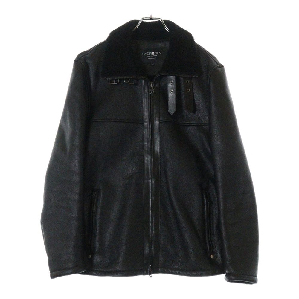 シープスキン裏ボアシングルライダースジャケットブラック GOLDEN