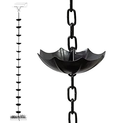 夢の行 レインチェーン 傘の桶 13個 ブラック 260cm 雨どい部品 雨