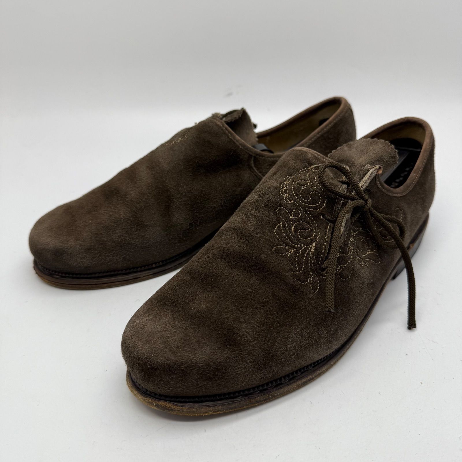 MEINDL Haferlschuhe germany Tyrolean suede shoes マインドル ドイツ スウェード チロリアンシューズ 革靴 刺繍 ヴィンテージ