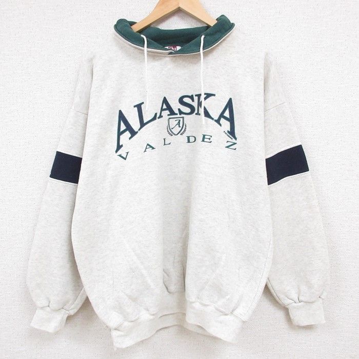 XL/古着 長袖 スウェット メンズ 90s アラスカ マルチカラー 大きいサイズ 薄グレー 霜降り 23oct25 中古 スエット トレーナー トップス