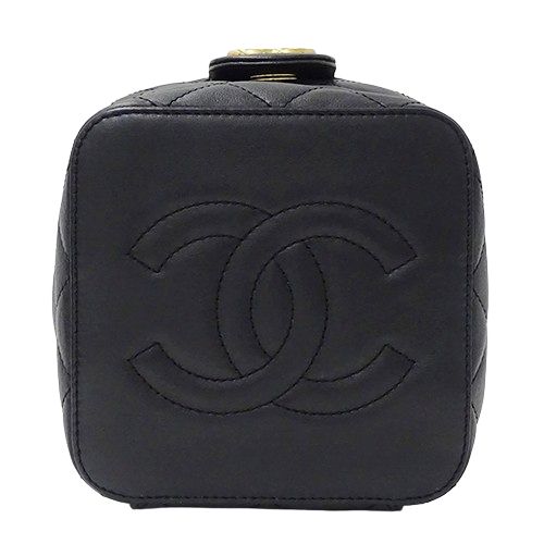 CHANEL ブラックレザー　バニティ 質屋 シャネル CHANEL ヴァニティバッグ シャイニー ラムスキン