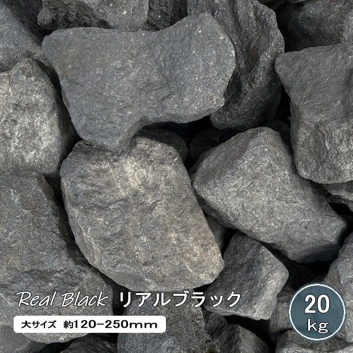 リアルブラック 大サイズ 20kg ≒120-250㎜ 庭 石 ガーデニング