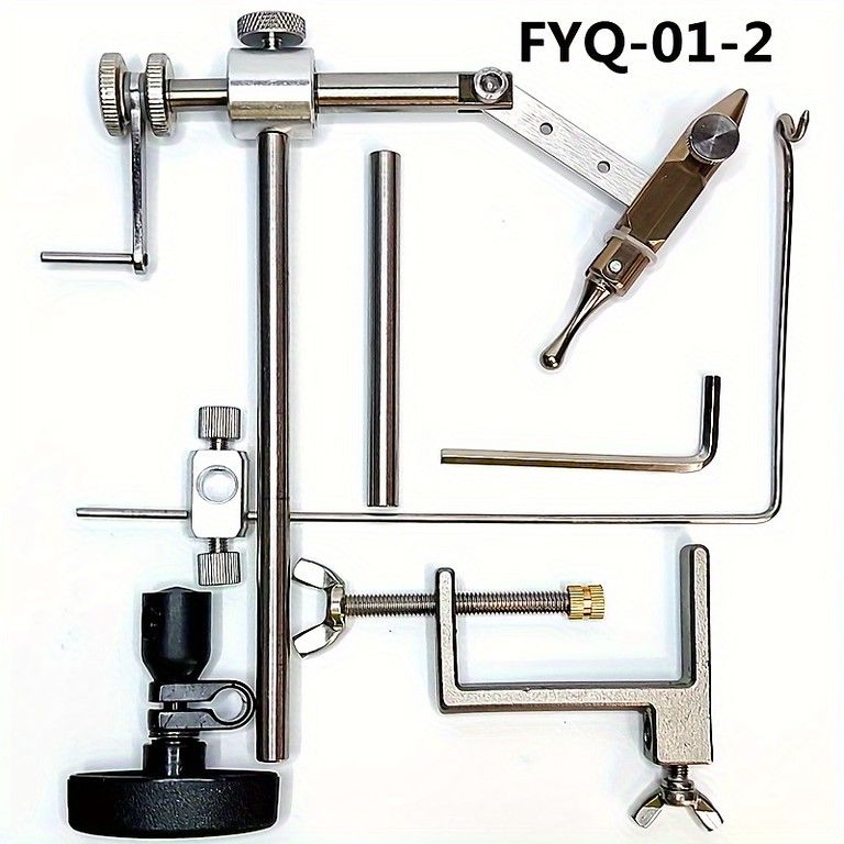 ステンレス製フライタイイングバイス 回転式グリップ調整 年度Q-01-2