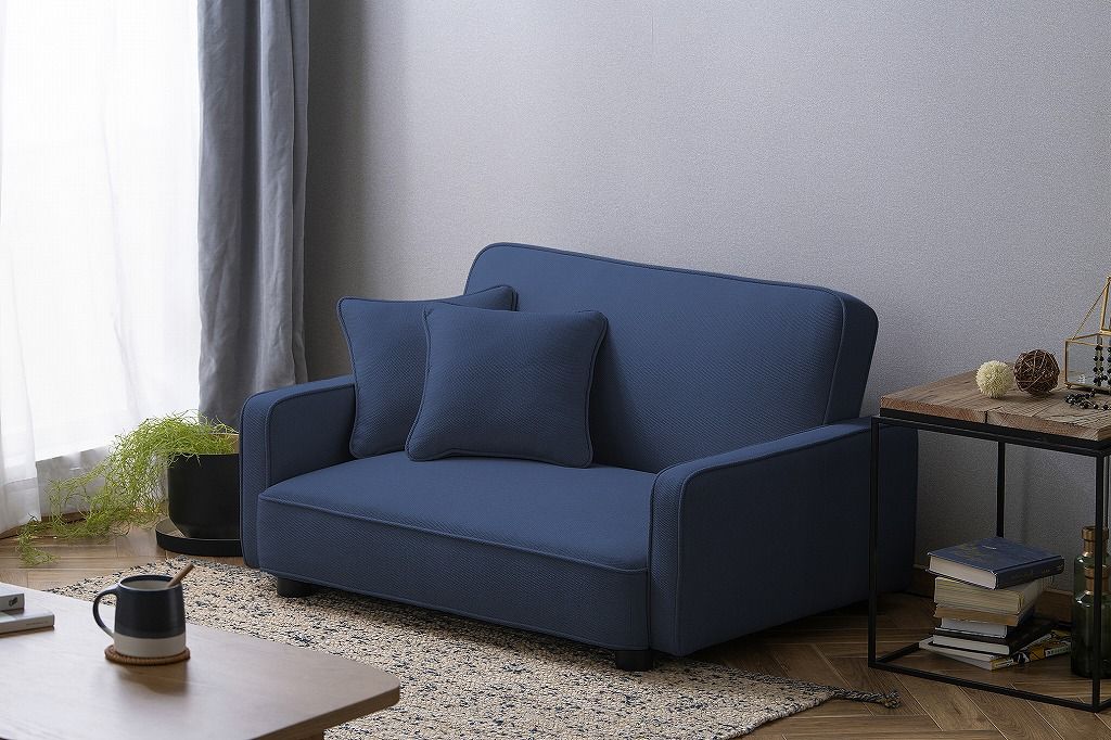 アイリスオーヤマ ソファ ソファー ソファベッド 1人掛け 1人掛けソファ リクライニング ローソファ ネイビー RSB-1S IRIS OHYAMA