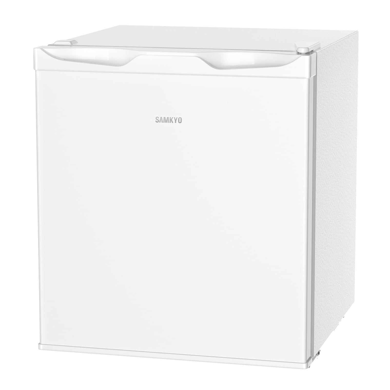 SAMKYO 冷蔵庫 48L コンパクト 一人暮らし スリム 幅45cm ミニ冷蔵庫 前開き 小型 省スペース 7段階温度調節 耐熱天板 静音 GU40 ホワイト