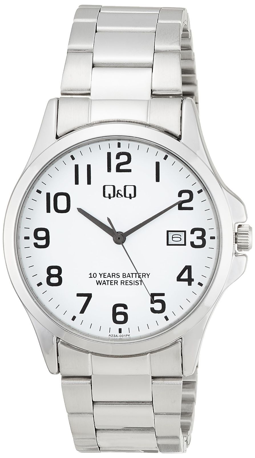 腕時計 キューアンドキュー シチズンQ-Q アナログ 電池寿命10年 防水 メタルバンド A 23 A-001 PK メンズ シルバー