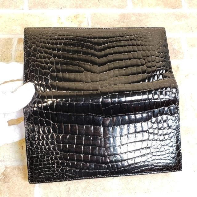 美品 LaMer ☆ クロコダイルレザー 無双 長財布 長札入れ 日本製 黒