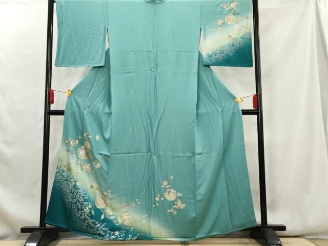 平和屋着物□訪問着 雪輪重ね牡丹花文 暈し染め 金彩 正絹