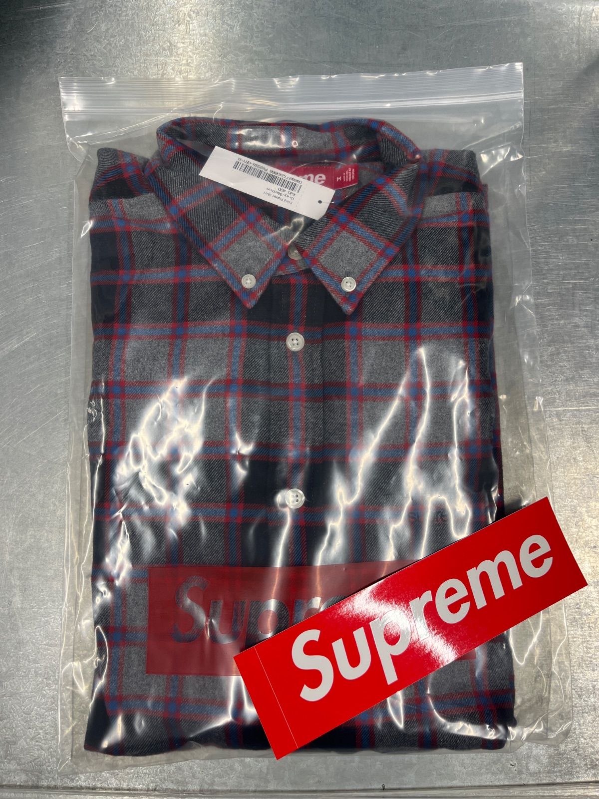GQ3918 Supreme 25fw Plaid Flannel Shirt M グレー シュプリーム フランネルシャツ 25aw