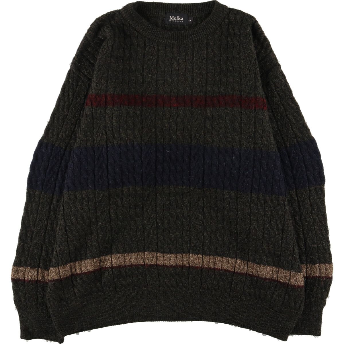 古着 Melka MENSWEAR ケーブル編み ニットセーター メンズXL/eaa371929