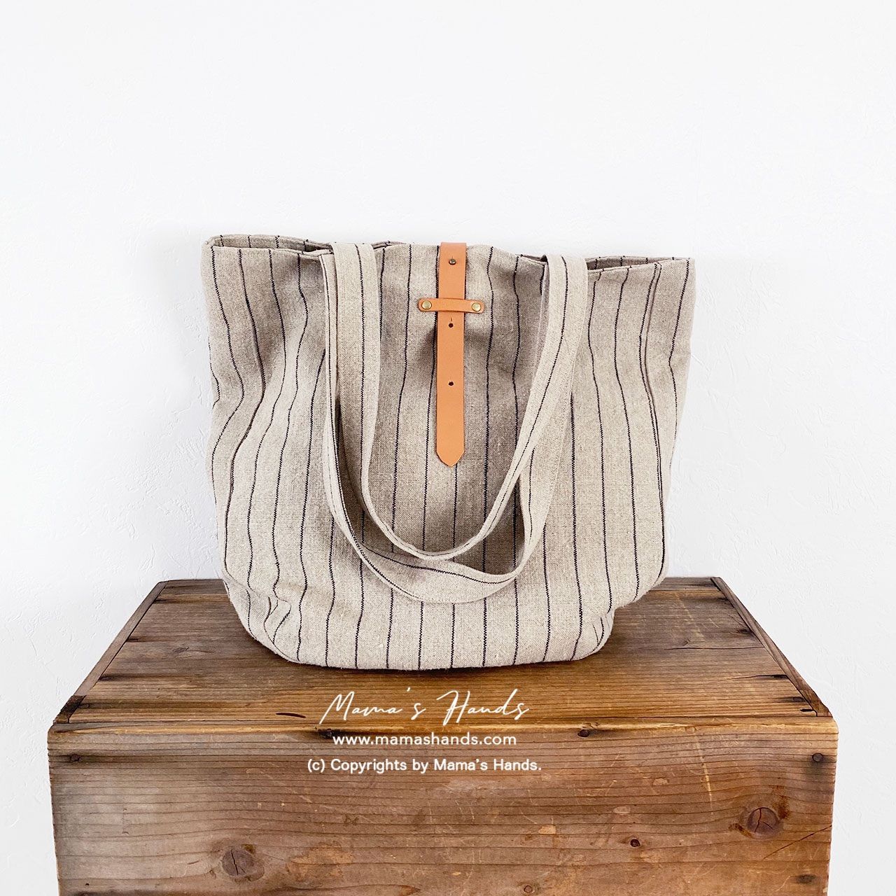 リネン 引っ込めれ 風 ストライプトート マルチカラー ベージュ  