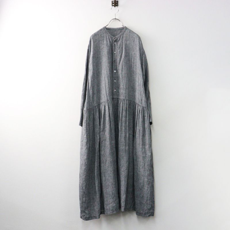 2025AW ネストローブ nest Robe リネン クラシカルグレンチェック シャツワンピース F|グレー 羽織 ハオリ 2400014421378