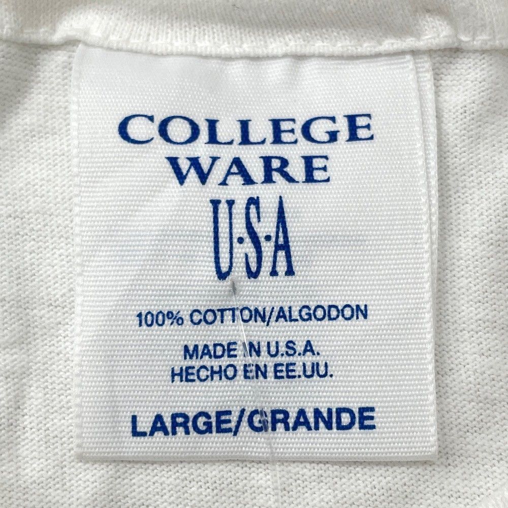 COLLEGE WARE Tシャツ 半袖 ロゴ 刺繍 サイズ：L ホワイト MADE IN