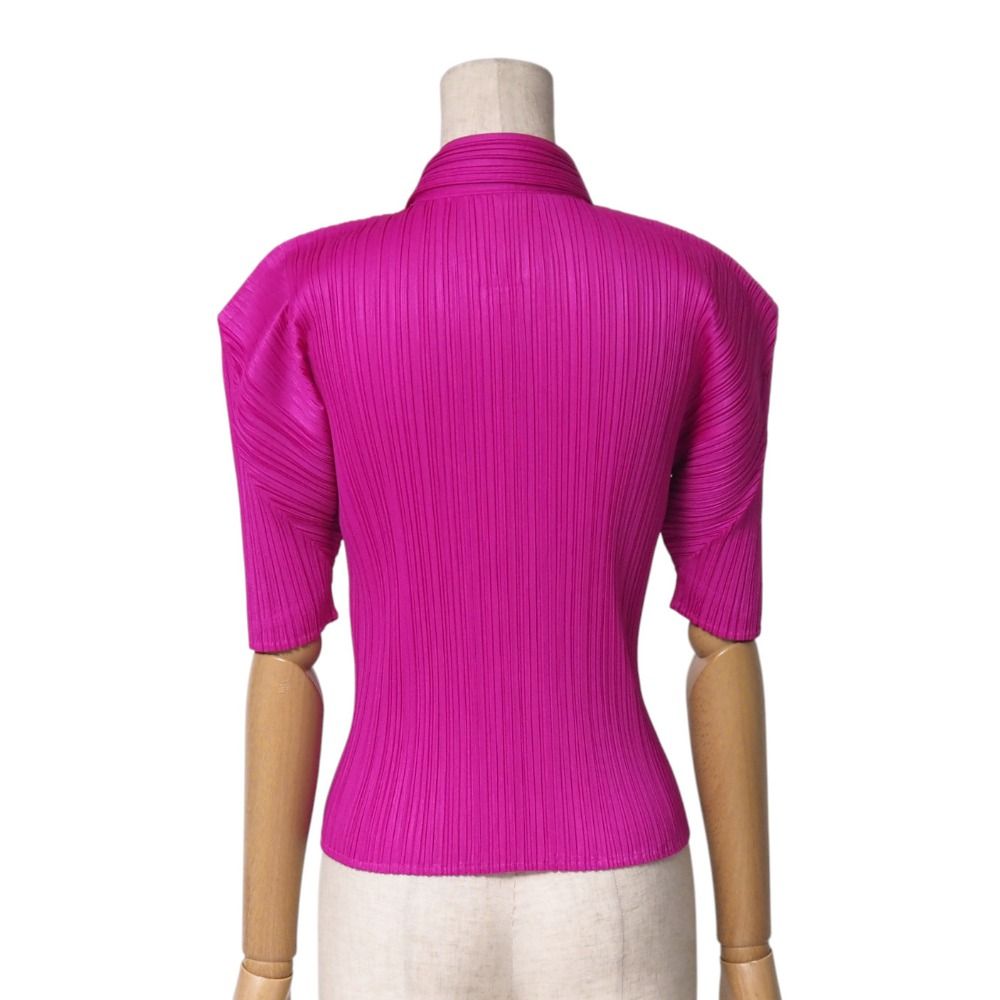 PLEATS PLEASE ISSEY MIYAKE◆半袖シャツ/3/ポリエステル/ORN/PP63-JJ202 □美品□PLEATS PLEASE ISSEY MIYAKE プリーツプリーズ イッセイ