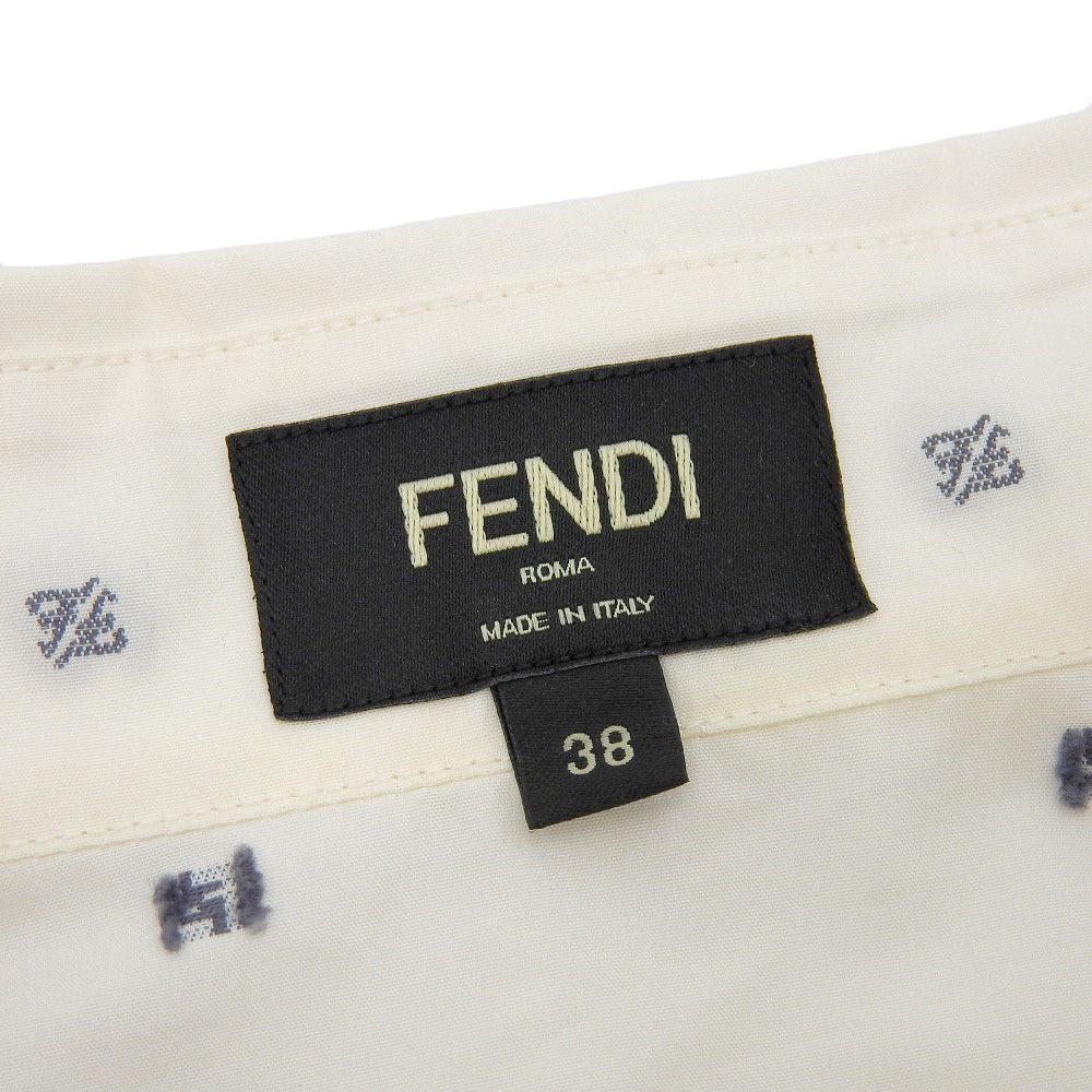 超美品 フェンディ FENDI 2021年商品 FS0876 長袖シャツ メンズ FF刺繍 ホワイト 38 オーバーサイズ 48相当 ほぼ未使用