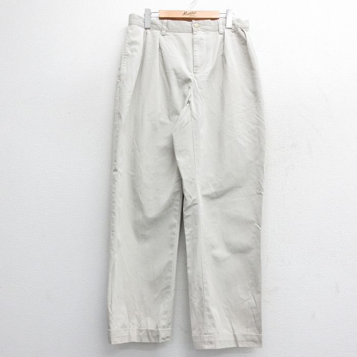 W33/古着 ラルフローレン ブランド チノ パンツ チノパン メンズ 90s ワンポイントロゴ ETHAN コットン 薄ベージュ カーキ 24sep24 中古 ボ