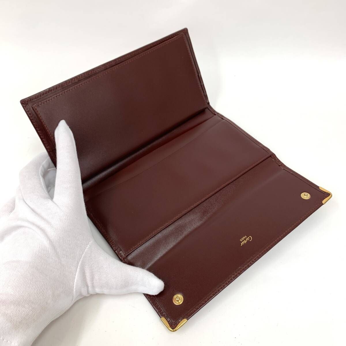 D0789 美品！ 格安！ Cartier カルティエ マストライン がま口 Wホック