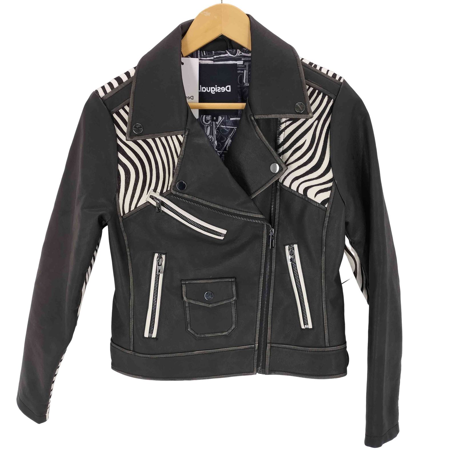 デシグアル Desigual ゼブラ バイカージャケット レディース JPN S