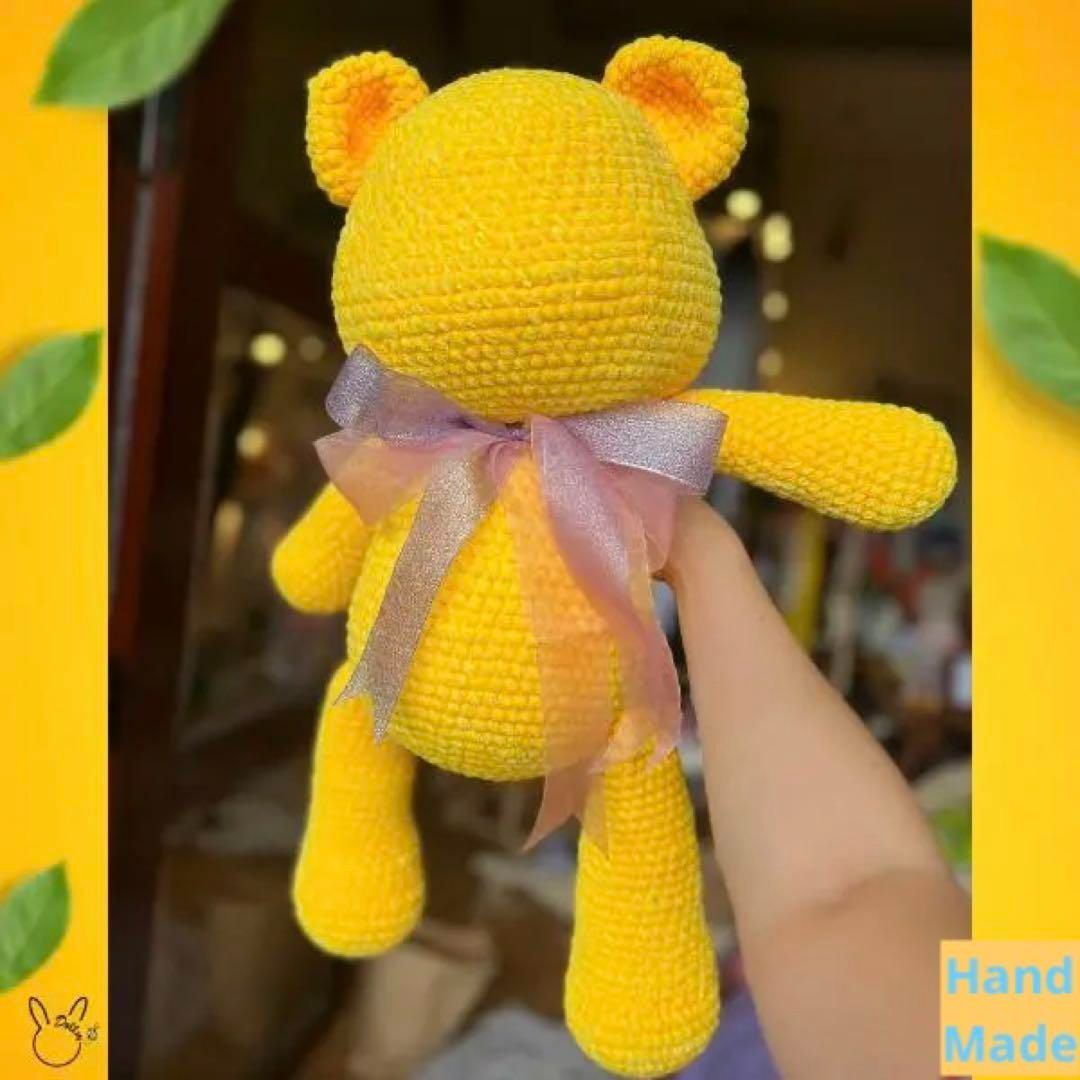 L23 手編み ハンドメイド あみぐるみ イエロー ショップ クマ 人形