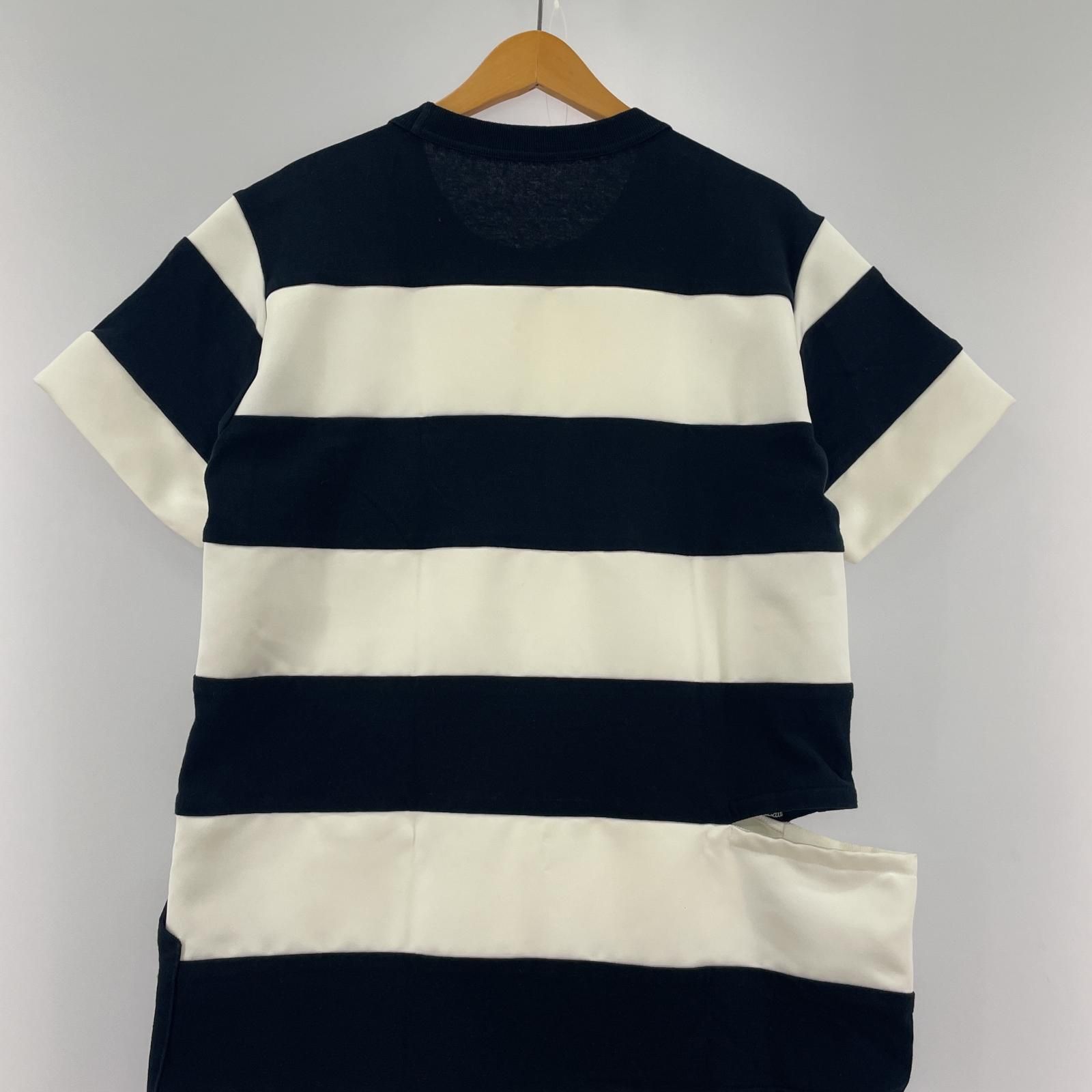 sacai ワンピース　ボーダー sacai 半袖 ワンピース ゼブラ ボーダー ドローコード サカイ